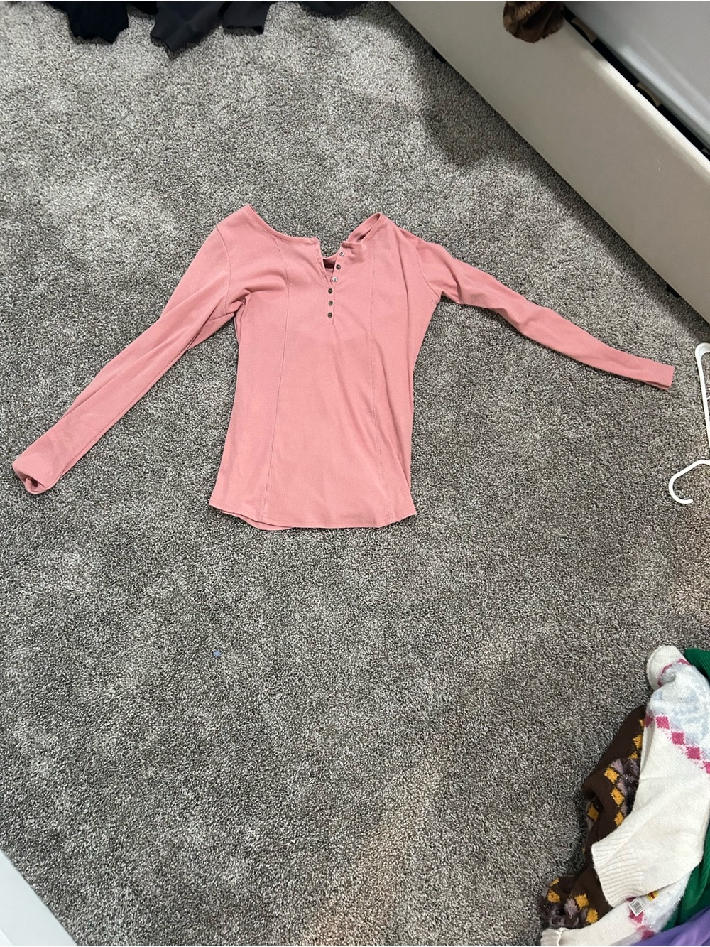 Doublju Dusty Pink Long-Sleeve Henley Top